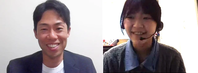 英検2級に合格した中学2年生が担当講師とのインタビューに答える様子