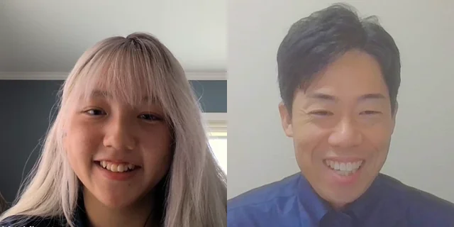 オンライン取材で入会当時を振り返る生徒さんと聞き手
